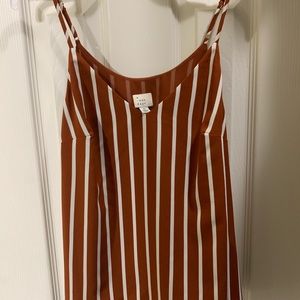Rust and white striped tank with adjustable straps